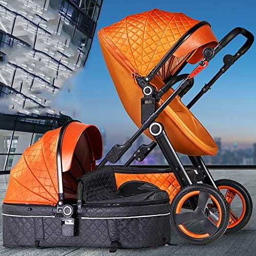 KJRJYR Baby Trolley Modular Travel System Lightweight Baby Stroller Sleek & Versatile Easy Infant Car Seat Transfer Oversized Storage Basket Travel Stroller (Color : Orange)