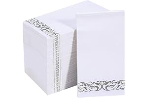 Vplus 200 Pack Guest Paper Towels Disposable Premium Quality 3-ply Soft Absorbent Party Napkins Wedding Napkins for Kitchen Parties, Dinners or Events(Silver)
