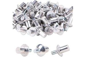 ZORZA 100Pcs Semi-round Aluminum Core Rivets,Hammer-in Knick Expansion Rivets with Flat Round Head,Knock-type Aluminum Alloy Drive Rivets for Quick Fixing Easy-to-Install