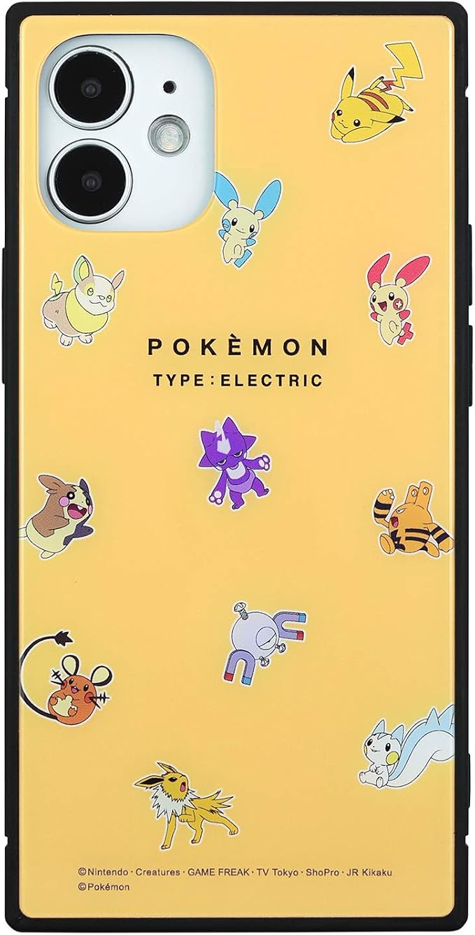 Amazon グルマンディーズ ポケットモンスター Iphone12 Mini 5 4インチ 対応 スクエアガラスケース でんきタイプ Poke 685d イエロー グルマンディーズ 家電 カメラ