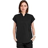 Medical Scrub Tops for Women - Mandarin Collar Soft Stretch Women's Scrub Top, Relaxed Fit Scrub Shirts