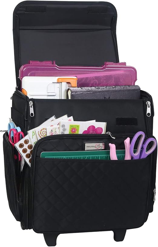 Amazon.com: Everything Mary Collapsible Rolling Craft Bag, Black