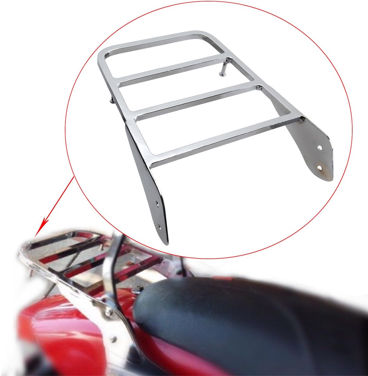Ambienceo Motorcycle Luggage Rack Carrier Rack Sissy Bar Chrome