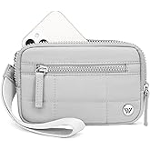 WESTBRONCO Wristlet Wallets for Women Nylon Quilted RFID Wallet with 3 Zipper Purse for Travel