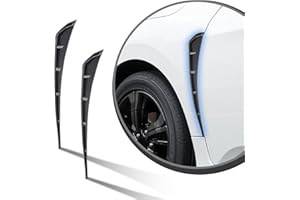 Crynod 2 PCS Car Side Fender Decorative Stickers, 16.1" x 3.5" ABS Side Air Vent Modified Spoilers, Air Intake Hole Trim Grille Covers, Univesal Exterior Accessories for Most Car (Carbon Fiber Black)