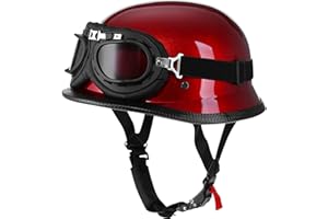 Yesmotor Helmet Half Shell German Motorcycle Helmet with Cycling Glasses - DOT Approved