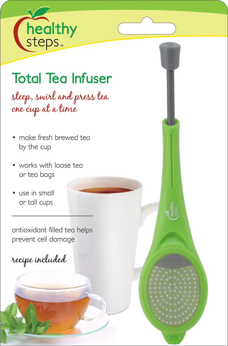 Jokari 229477 - Tea Infuser Healthy Steps Easy Brew Grey & Green - One Size – Single Cup