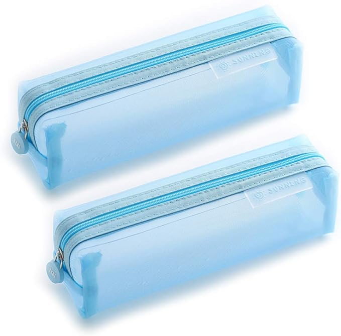 Uniuooi Clear Pencil Case Set of 2, Professional Exam Mesh Pencil Case
