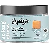 Chewsy So Long Stress, Calm Fruity Chews, Stay Calm & Focused. w/L-theanine, Amino Acid, GABA, Glycine, Tyrosine, Taurine & Magnesium. Non-GMO and Gluten-Free. Tropical Fruity Chews, 30-Day Supply