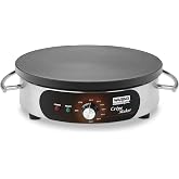 Waring Crepe Maker with 120V &amp; 16" Aluminum Cooking Plate | 16" Aluminum Cooking Plate Cooking Surface, 570&deg;F Adjustable Thermostat, for Restaurants &amp; Commercial Kitchens, 120V