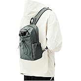 SEAFEW Small Green Sling Crossbody Backpack Shoulder Bag for Men Women - Mini One Strap Sling Bag Fanny Pack Daypack, Waterproof Nylon Chest Bag for Motorcycle Hiking Travel Gym Sport