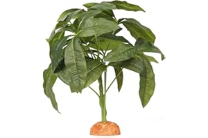 WOLEDOE Fake Green Money Tree Plant, Reptile Decor for Terrarium, Crested Gecko Tank Accessories fit Leopard Gecko Bearded Dragon Lizard Chameleon Snake Tortoise