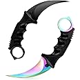 TOPOINT Karambit Knife, Stainless Steel Fixed Blade Knife with Sheath and Cord Knife CS-GO for Hunting Camping and Field Survival (Rainbow&Black)