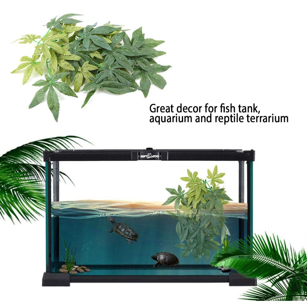 Garosa Artificial Plant Green Fake Leaves for Aquarium Landscaping and Reptile Terrarium Decor with Realistic Rattan Design Fish Tank Ornament (30cm/11.81in)