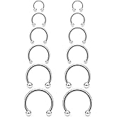 Lcolyoli 16G Septum Rings Variety of Sizes Horseshoe Ring Surgical Steel Nose Septum Jewelry Hoop Eyebrow Smiley Lip Rings Daith Earring Piercing Jewelry for Women Men DIA.6/8/10/12/14/16MM