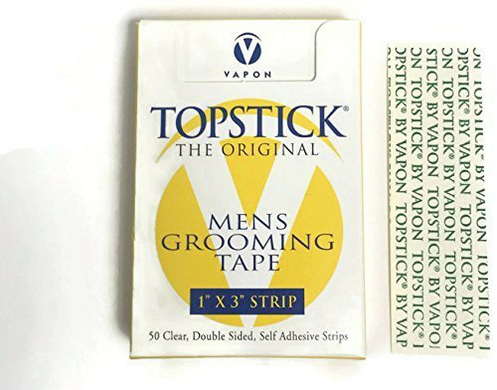 Vapon Topstick The Original Mens Grooming Tape Strip Size 1" x 3" (50 Pieces)