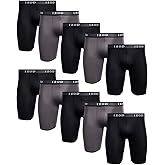 IZOD Mens Boxer Briefs - 10 Pack Performance Stretch Long Leg Mens Underwear Boxers with Contour Pouch, 9" Inseam (S-XL)