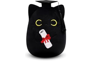JIZWPOOM Cat Stuffed Animals Black Cat Plush Pillow, Cat Graduation Plush Black Cat Plushie, Graduation Cat Plush Toy Stuffed Animal Cat for Girls Boys Graduation Party Graduation Gift