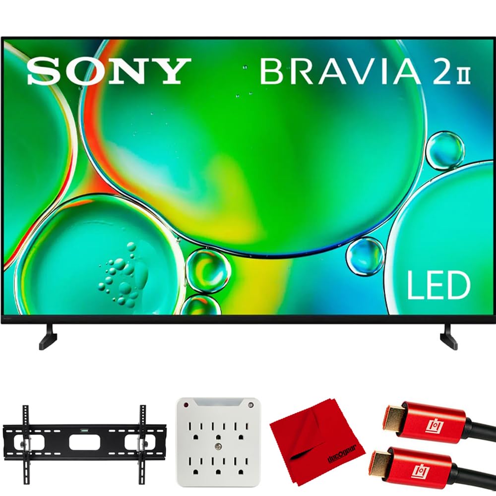 Sony BRAVIA 2 II 75 inch 4K HDR Smart LED Google TV (2025) K75S20M2 Bundle with Deco Mount 37"-100" TV Wall Mount Bracket, 4K HDMI Cable, 6-Outlet Surge Adapter with Night Light and Microfiber Cloth