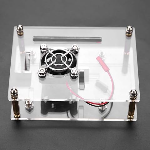 Dgtrhted Caja Protectora de la Caja de acrílico PMMA recinto de Ventilador de refrigeración for Raspberry Pi 2 3 Modelo B y B + Pi