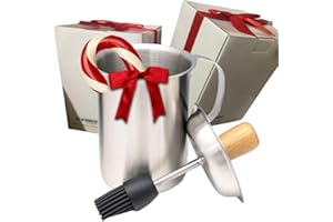 A1PP Marinade Sauce Pot w Silicone Basting Brush Set, Stainless Steel Barbecue Marinater Tenderizer with Lid for Outdoor BBQ Grilling Cooking Tools – Barbeque Accessories - Gift boxed