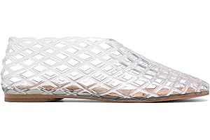 VORISVINA Red Jelly Mesh Ballet Flats for Women Adult Clear Hollow Jelly Sandals Beach Ballerina Jellies Shoes