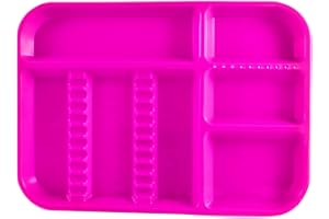 LA MIERE Dental Instrument Divided Tray, Autoclavable Divided Setup Tray, Divided Separate B-Lok Divided Tray, Size B (Ritter) - Plastic, 13-3/8" x 9-5/8" x 7/8" (1, Neon Pink)