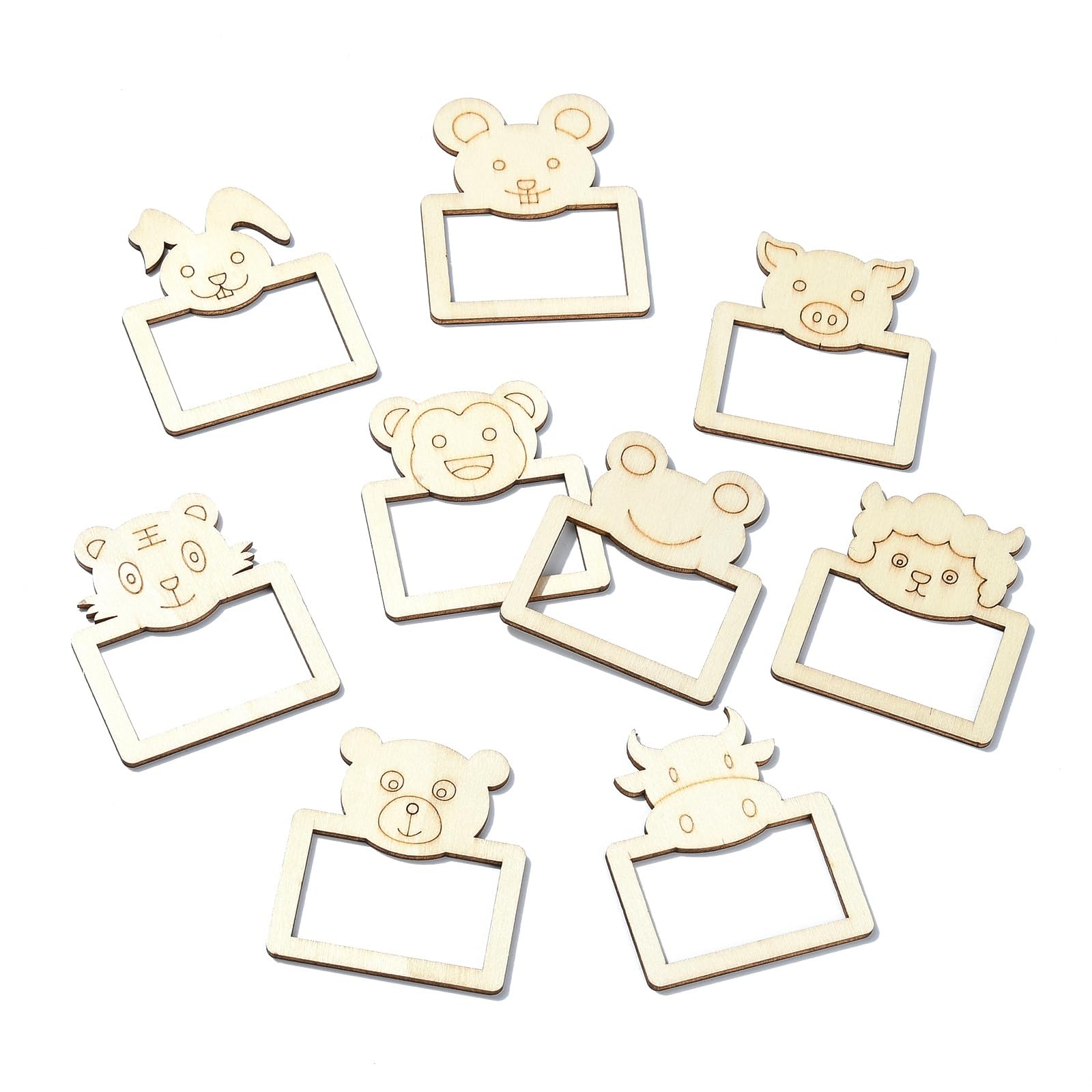 UR URLIFEHALL 100 Pcs Unfinished Wood Cutouts Wooden Animals Shape Frame Embellishment for Home Decor Ornaments DIY Painting Crafts