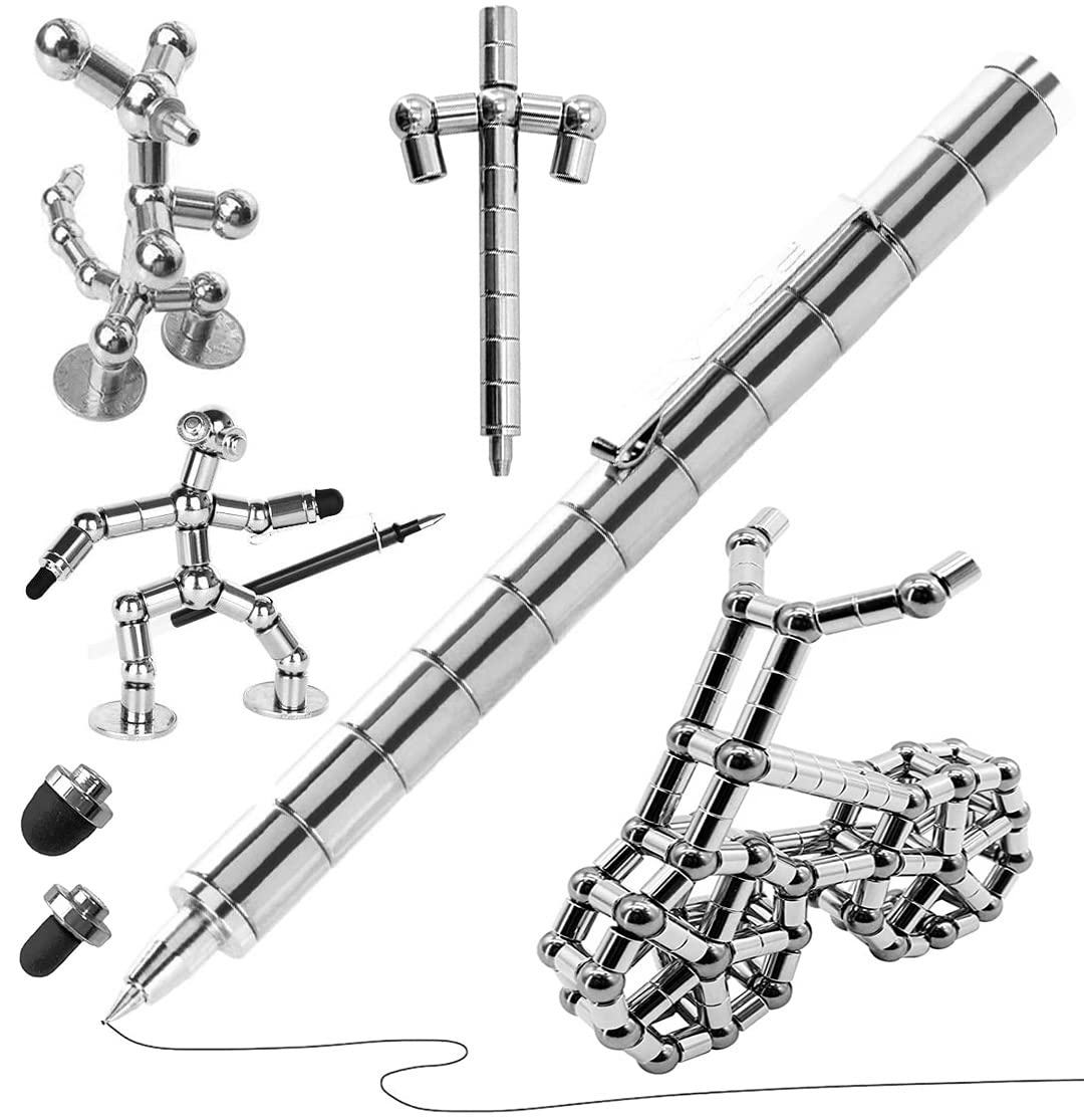 Magnetic Fidget Pen – Stress Relief Gadget for Men & Women, Valentine Easter Birthday Gift for Teenager Boys Girls Kids, Cool Magnetic Fidget Toy for Anxiety Relief & Focus (Sliver)