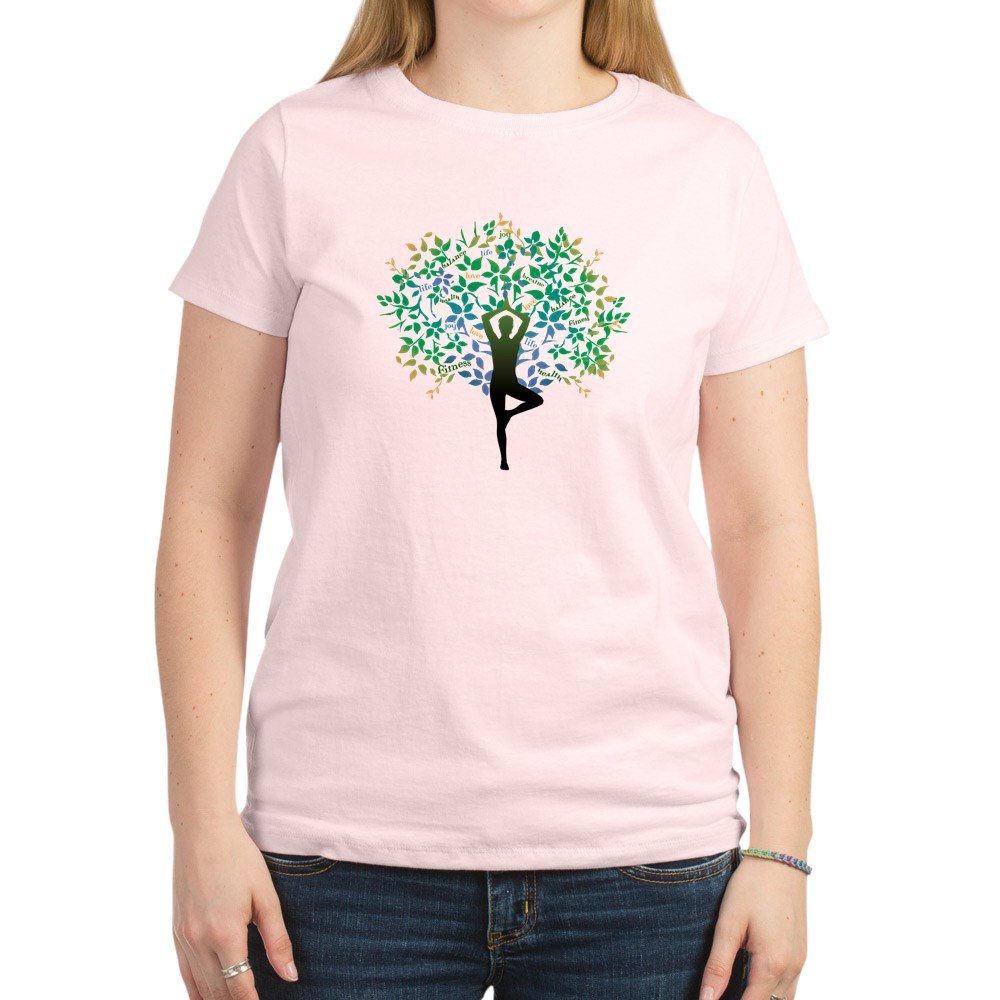 Yoga Tree Pose New , Crew Neck, Comfortable Soft Classic Tee Light Pink T Shirt