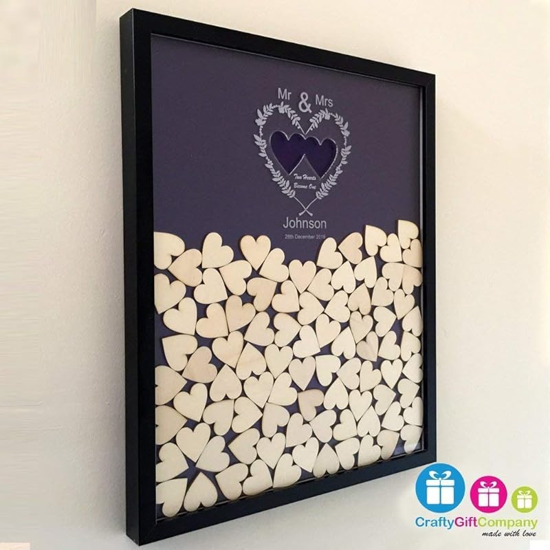 Personalised Wedding Wood Drop Box Frame Guest Book with Hearts Amazon.co.uk Handmade