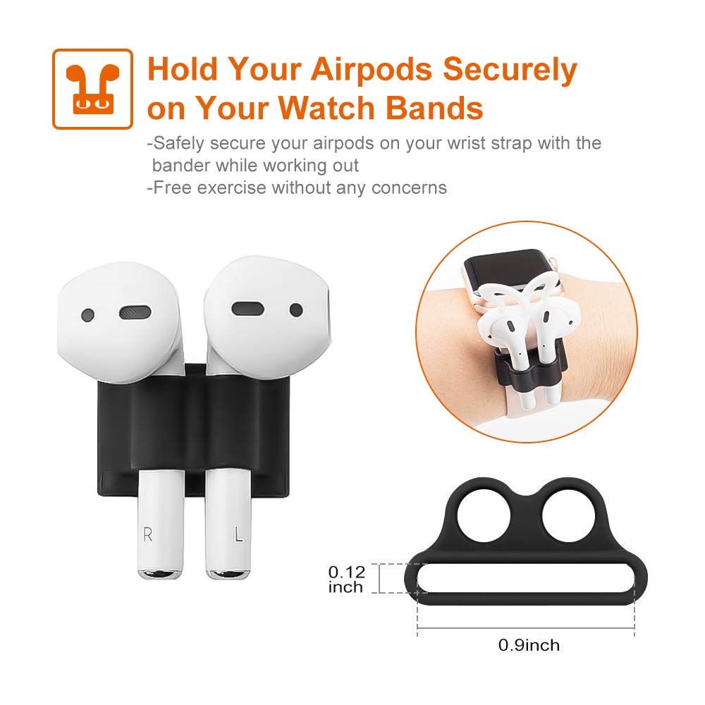Airpods Case 4 in 1 New Bee Premium Silikon Kratzfestes Airpods Schutzhüllen Set für Airpods-Ladeetui mit Airpod Etui/Cliphalter/Band/Ohrhaken (Schwarz)
