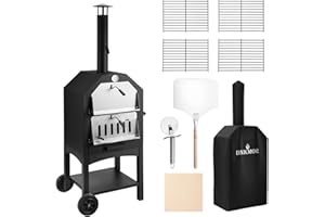 GENERIC Outdoor Pizza Oven Wood Fire Wood Fired Pizza Oven for Outside with Waterproof Cover, 12" Pizza Stone, Pizza Spatula and 4pcs Grill Rack by DNKMOR