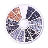 PH PandaHall About 1200Pcs 1 Box 6 Color 3mm Faceted Flat Round No Hot Fix Acrylic Rhinestones Glitter Decorations 3D Diamond Gems for Cell Phone Nail Art Style 1