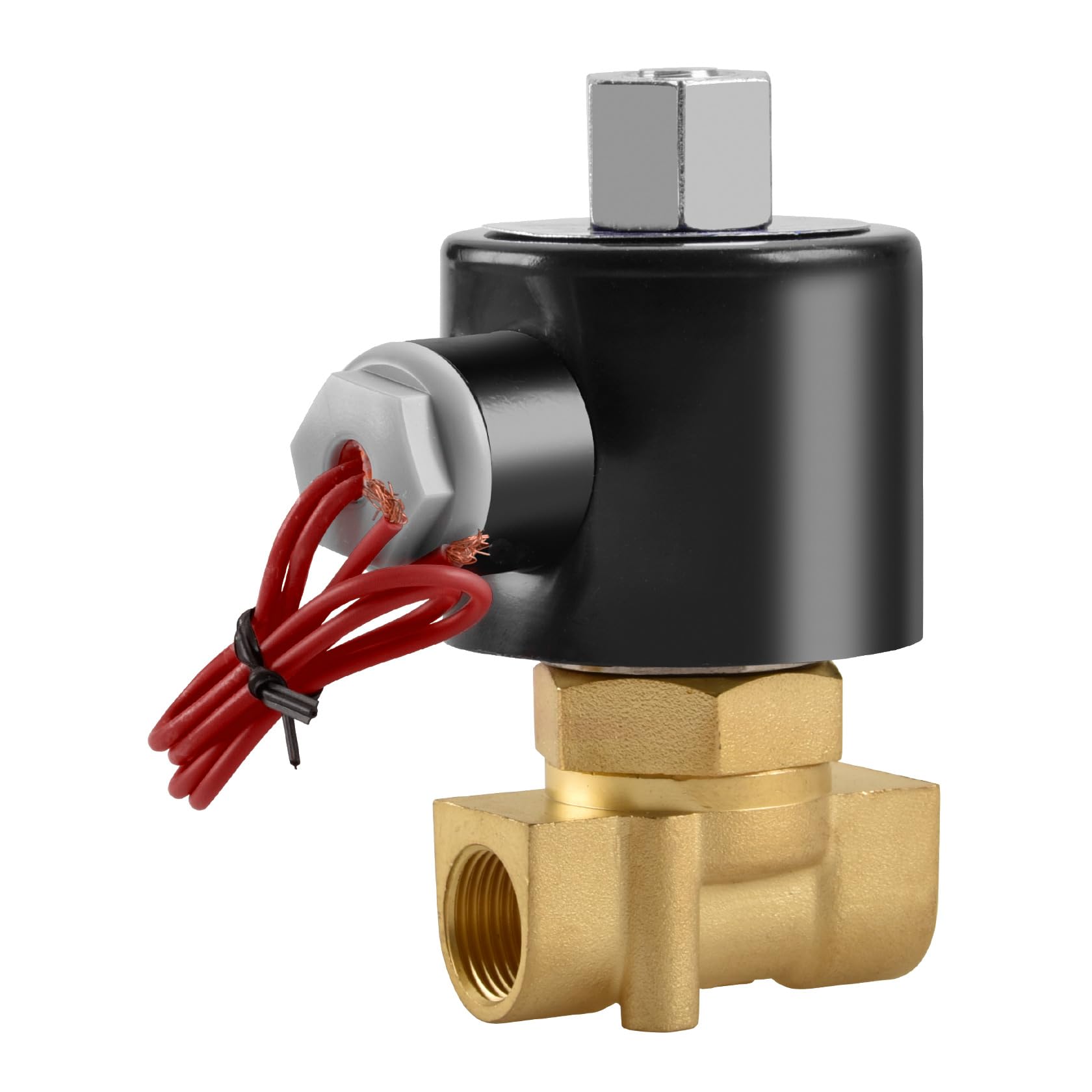 Heschen Brass Electric Solenoid Valve, 2W-040-10K, PT3/8'', Direct Action Water Air, Normally Open Replacement Valve (AC220V-NO)