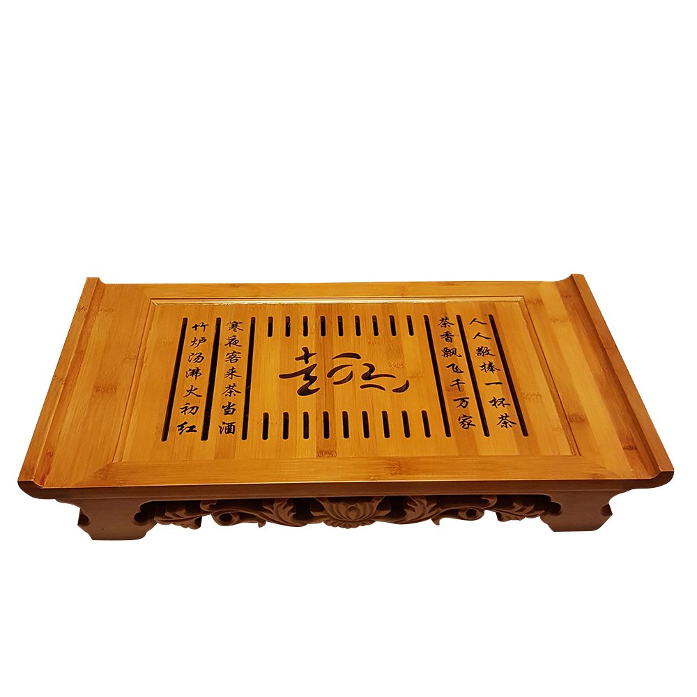 Bamboo GongFu Tea Serving Tray L21" x W12" x H2.75"