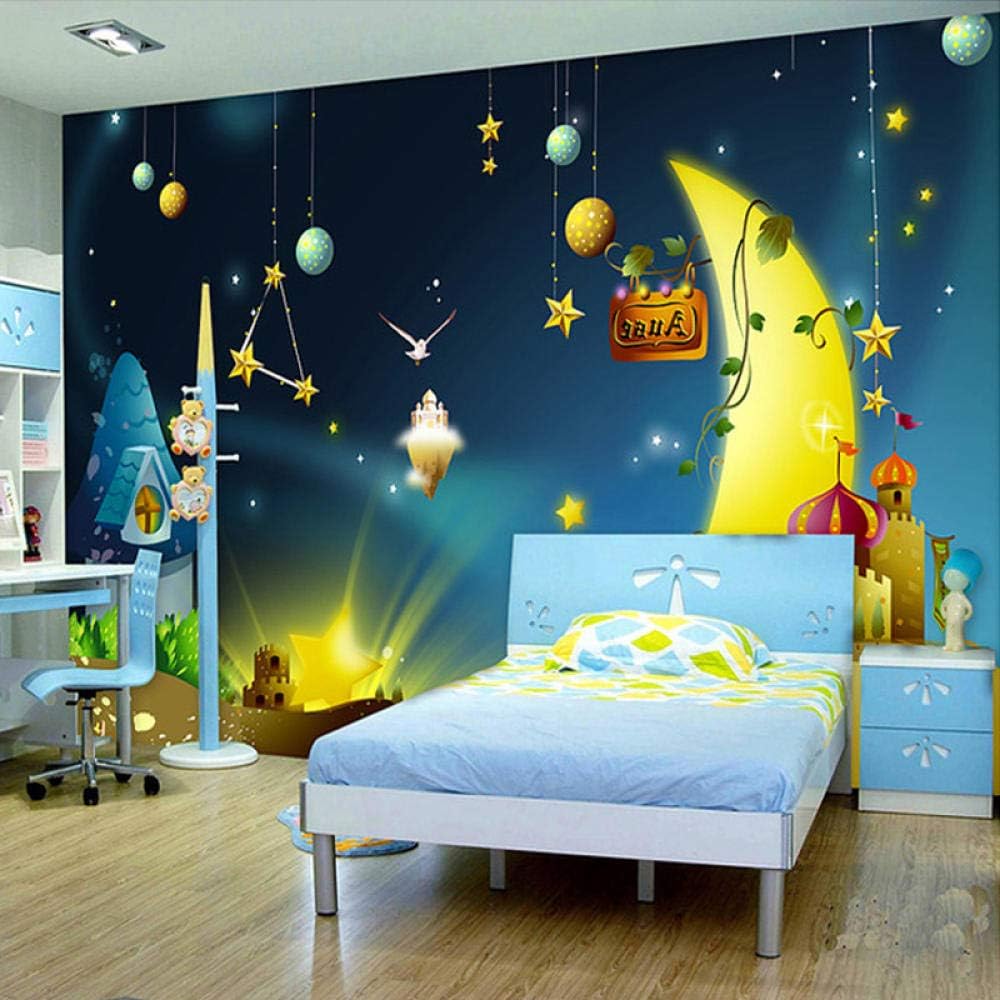 Custom Eco Friendly Non Woven 3d Wallpaper Boys And Girls Bedroom Background Wall Mural Universe Star Cartoon Theme 3d Wallpaper Roll 250x175cm Amazon Com