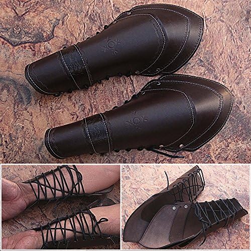 HAND MADE Brown REAL COW SKIN Leather Armor Pointed Tip Fantasy Medieval Halloween CUFF