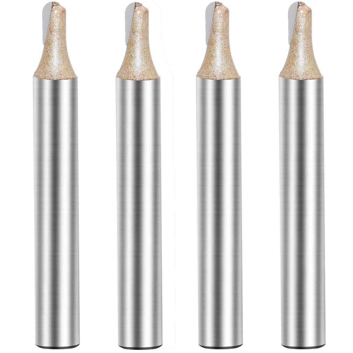 1/4-inch Shank, 5/32-inch Cutting Dia, Carbide Tipped Groove Round Nose Core Box Router Bit 4Pcs (1/4 x 5/32)