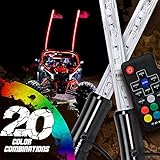 2pc 4ft LED Whip Lights for UTV ATV [21 Modes] [20 Colors] [RF Wireless Remote] [Weatherproof] [USA Flag] LED Lighted Whips Antenna for RZR Can-Am Polaris UTV ATV Accessories
