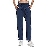 Yoglegins Women's Lightweight Hiking Joggers with Pockets - Water Resistant Cargo Pants for Outdoor Workouts Camping