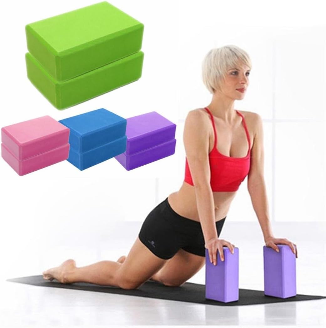 Yoga Block,Exercise Fitness Foam Bolster Pillow Cushion, High Density Comfortable EVA Foam Yoga Blocks Exercise Fitness Bricks,Improve Strength, Flexibility, Balance (1 PC or 2 PC) (2PC, Blue)