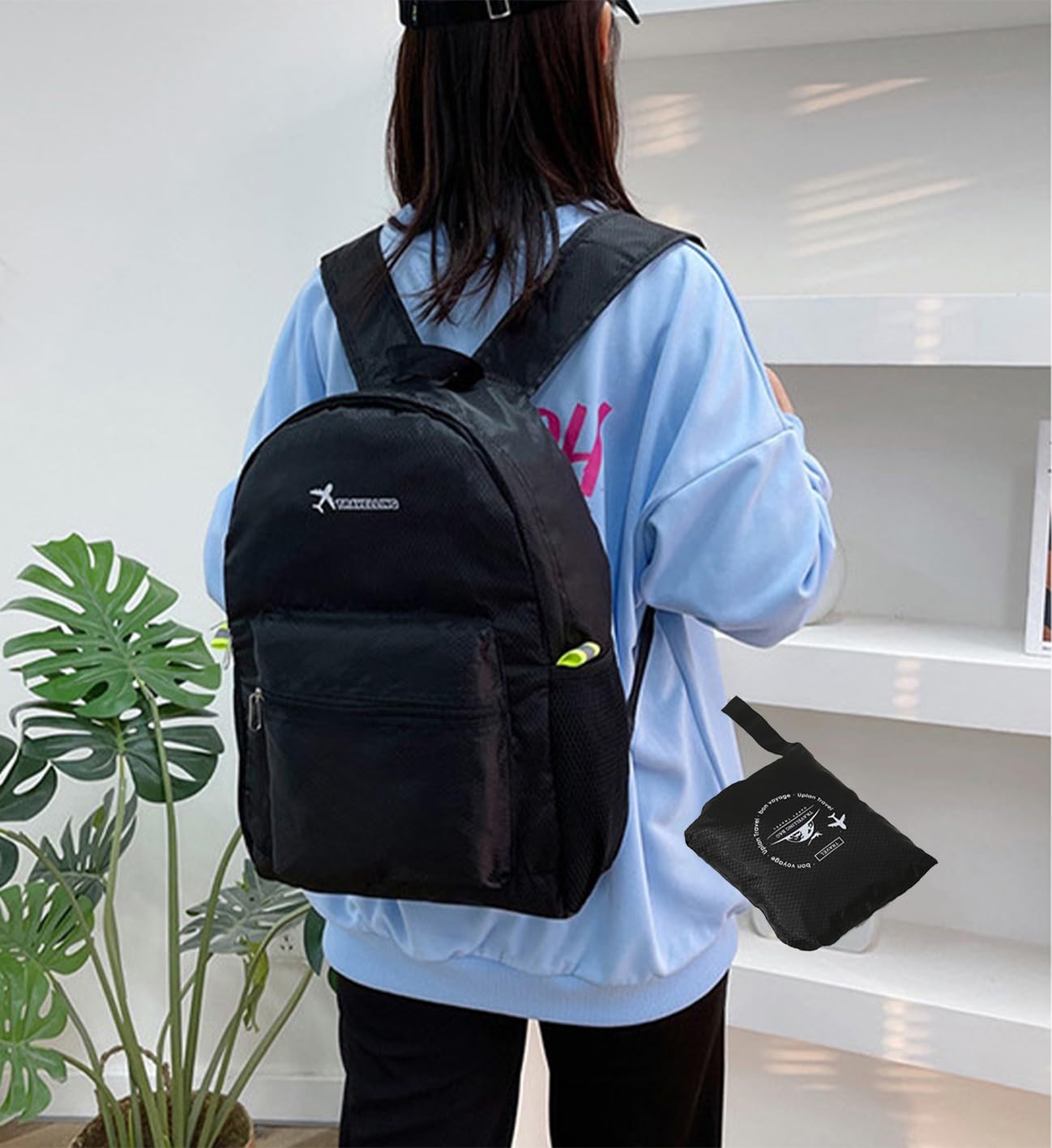 Photo 1 of 30L Hiking Daypack,Water Resistant Lightweight Packable Small Backpack for Travel Camping Outdoor,Black