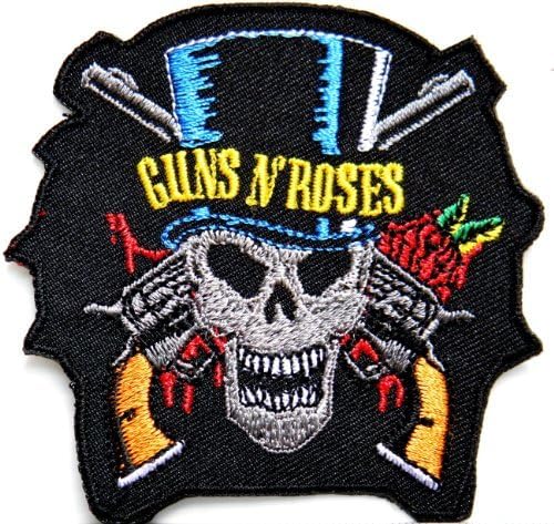 3" x 3"GUNS N ROSES Skull Gun Cross Heavy Metal Rockabilly Rock Punk Music Band Logo jacket T-shirt Patch Iron on Embroidered music patch by Tourlesjours