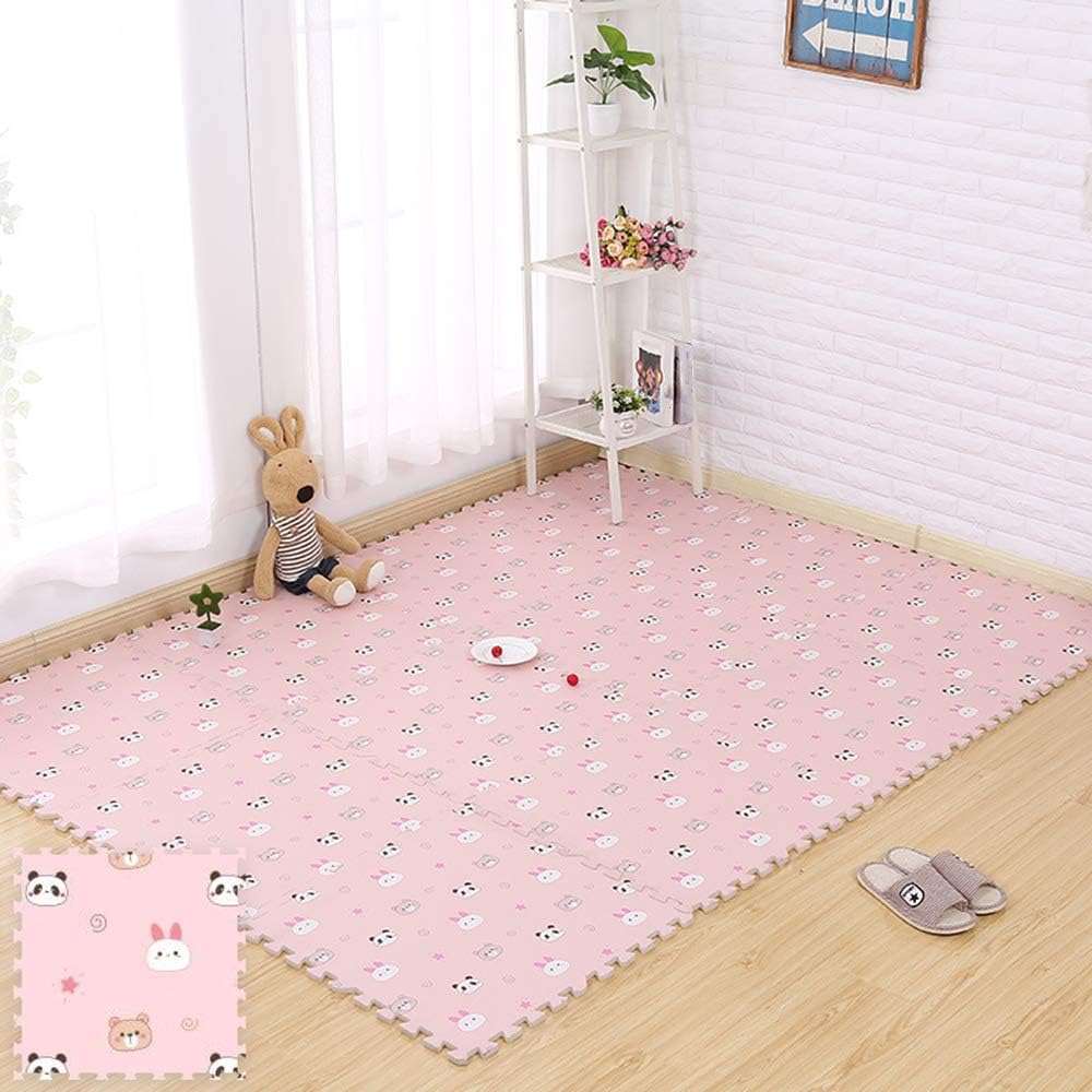 Wyi Puzzle Baby Play Mats EVA Foam Baby Crawling Mat 8 Pcs Interlocking Playmat Tiles Non Toxic Thick Floor Playmat for Infants Toddlers Kids Babies Exercise Yoga, Cartoon Animal Pattern