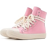 AmoreParis Fashion High Top Sneakers for Women Lace Up Canvas Shoes with Zipper Comfort Platform Walking Shoes