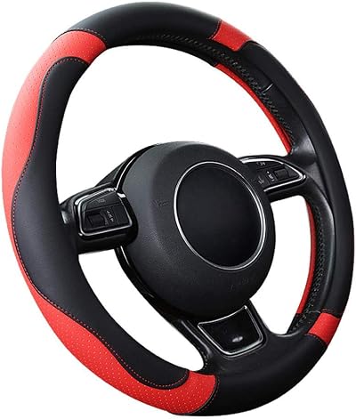 SFONIA Steering Wheel Cover 37-38cm Microfiber Leather Red Anti-slip 15 inch