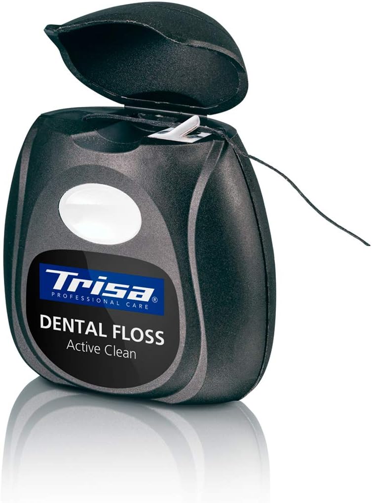 Trisa Active Clean Charcoal, 40 m, Waxed with Mint Aroma and Activated Carbon for Effective Cleaning Between Teeth - Image 4