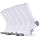 KYINSPORT 6 Pack Men's Athletic Cushioned Crew Socks - Cotton Cozy Running Socks, Moisture Wicking, Breathable Arch Support