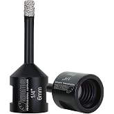 SHDIATOOL Diamond Core Drill Bits 2PCS 1/4 Inch for Porcelain Ceramic Tile Marble Brick Vacuum Brazed Hole Saw 6mm
